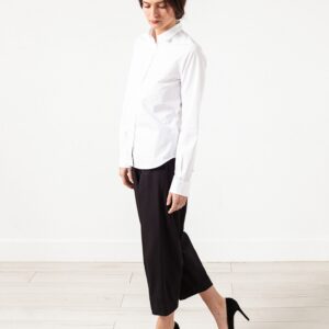 Wide Cropped Trouser in Black