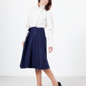 Full Collar Poplin Blouse in Off White