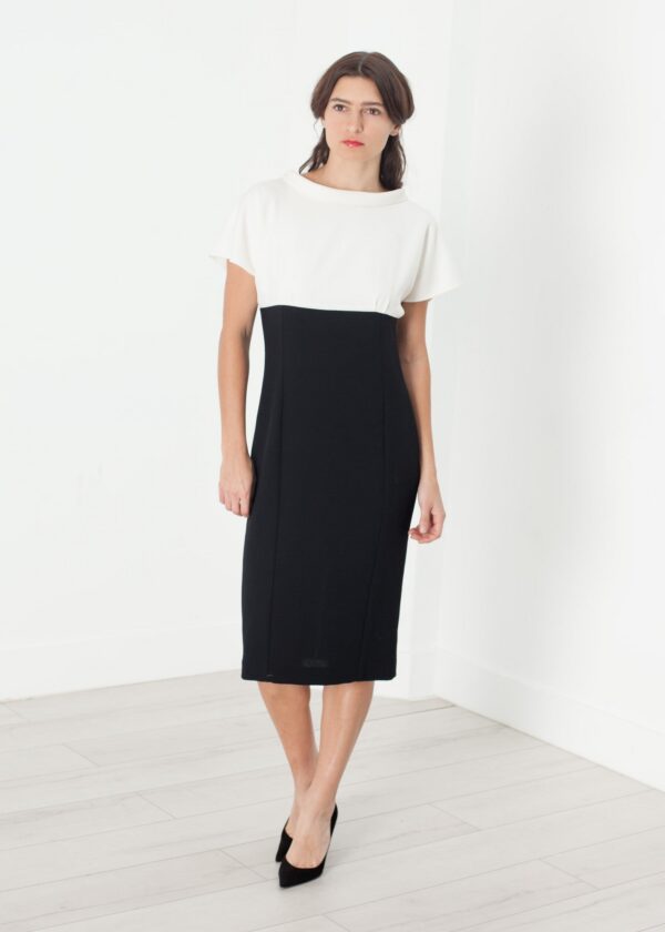 2014_11_17_Lana_Look03_01.jpg Pearl Fastened Dress in Cream/Black