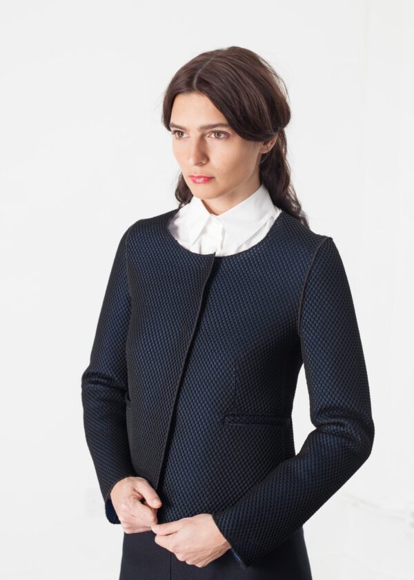 2014_11_17_Lana_Look14_06.jpg Weave Jacket in Black/Blue