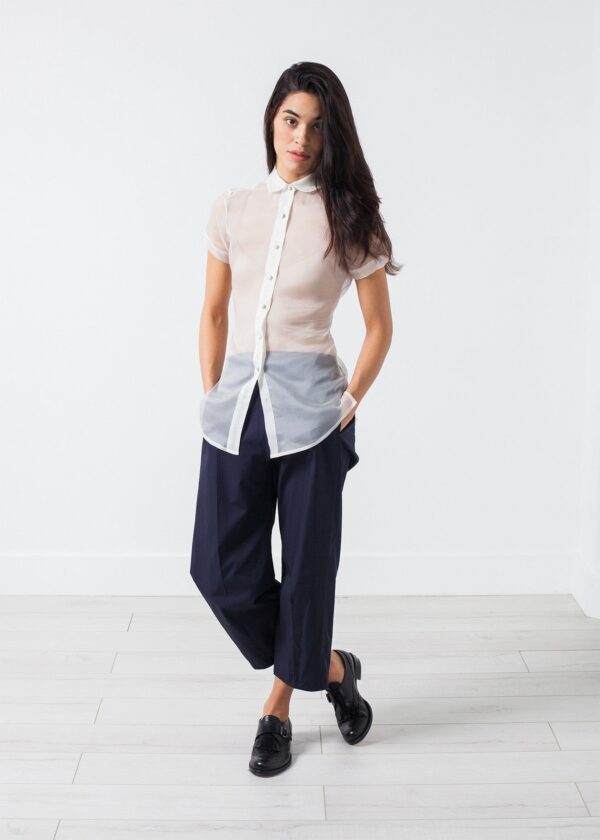 babyandco7.jpg Sheer Button-Up Blouse in Ivory