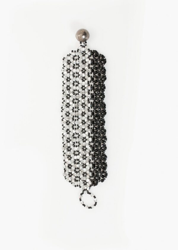 product_bracelet_mariacalderara_lattice-bead-cuff_silver-black01.jpg Lattice Bead Cuff in Silver/Black