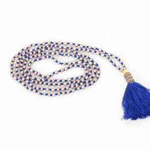 Prayer Bead Necklace in Grey/Blue